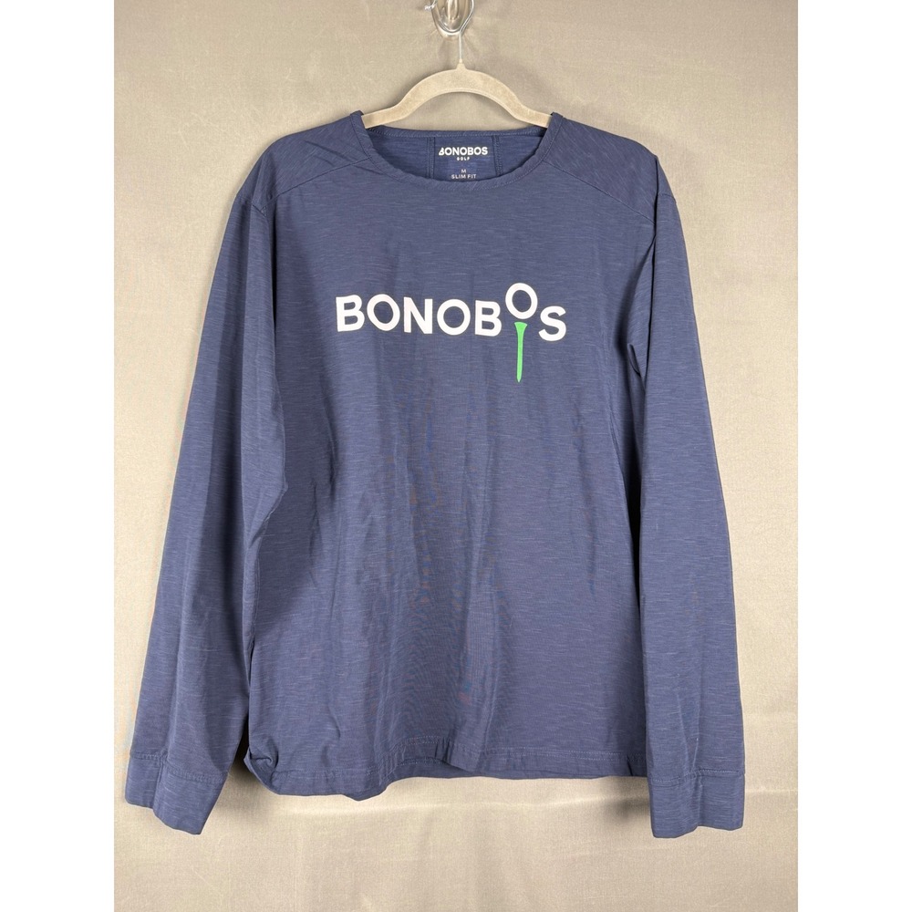 Bonobos Golf Long Sleeve T-Shirt Mens M Blue Slim Fit Graphic Tee Stretch